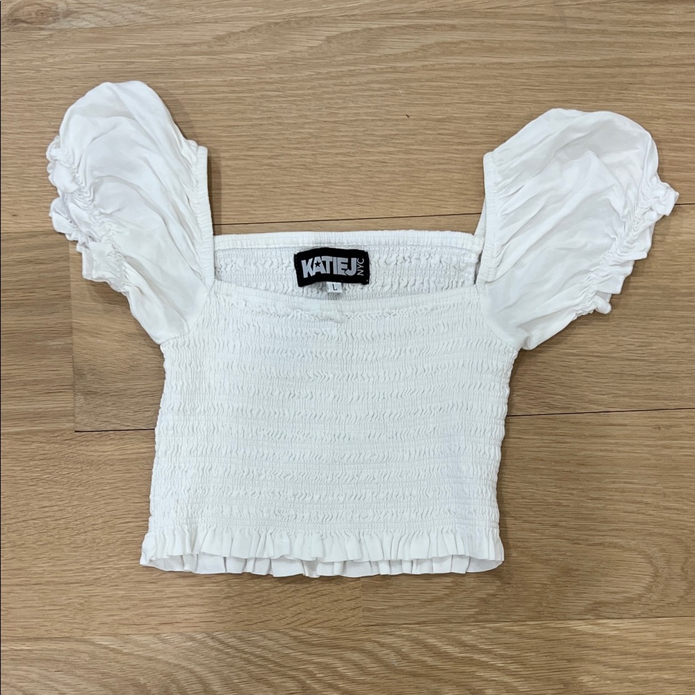 Katie J NYC White Kids Cropped Blouse